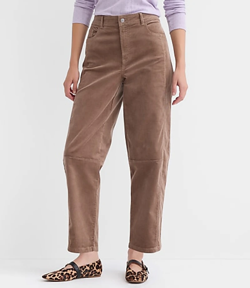 Petite Curvy Barrel Corduroy Pants