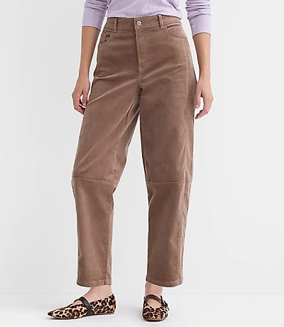 Petite Curvy Barrel Corduroy Pants