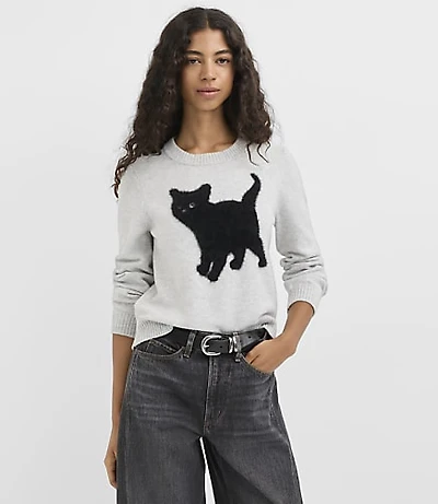 Petite Black Cat Sweater