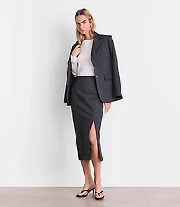 Petite LOFT Versa Ponte Column Skirt Pinstripe