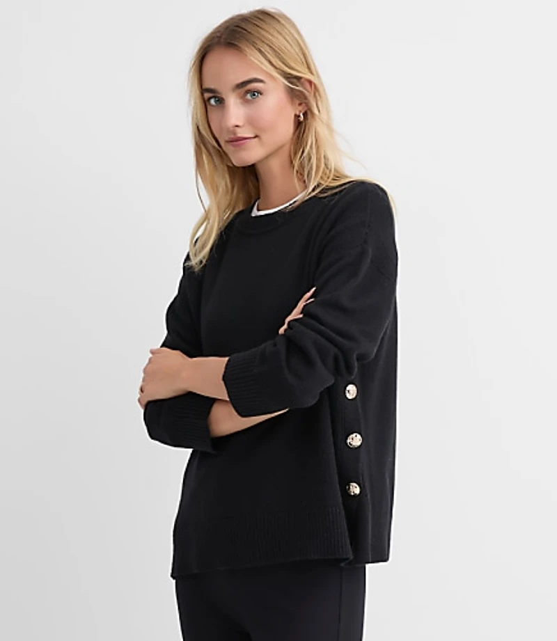 Petite Side Button Tunic Sweater