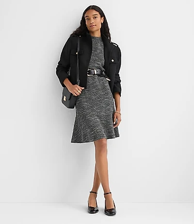 Heathered Jacquard Mini Flounce Dress