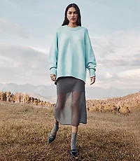 Sheer Overlay Midi Skirt