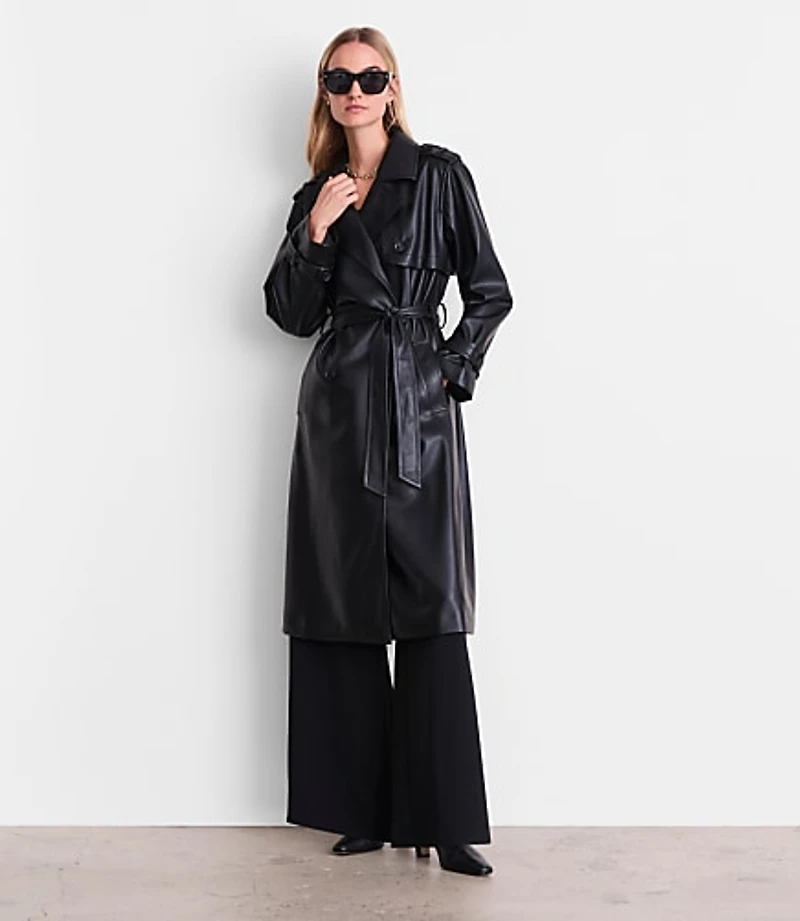 Petite LOFT Versa Faux Leather Trench Coat