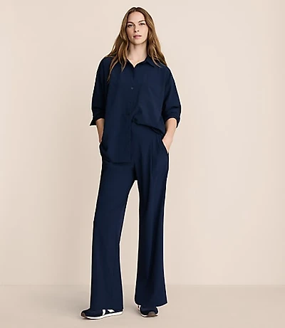 Lou & Grey Seersucker Wanderweave Wide Leg Trouser Pants