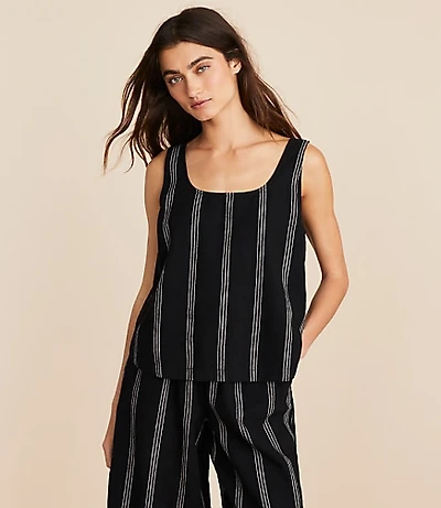 Lou & Grey Striped Linen Cotton Tie Back Tank Top