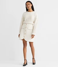 Petite Boucle Button Mini Skirt