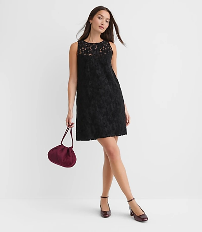Petite Velvet Floral Lace Mini Dress