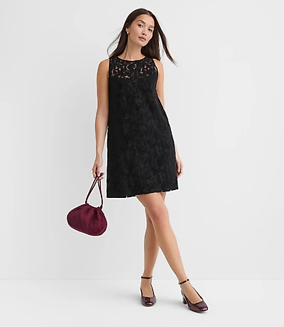 Petite Velvet Floral Lace Mini Dress