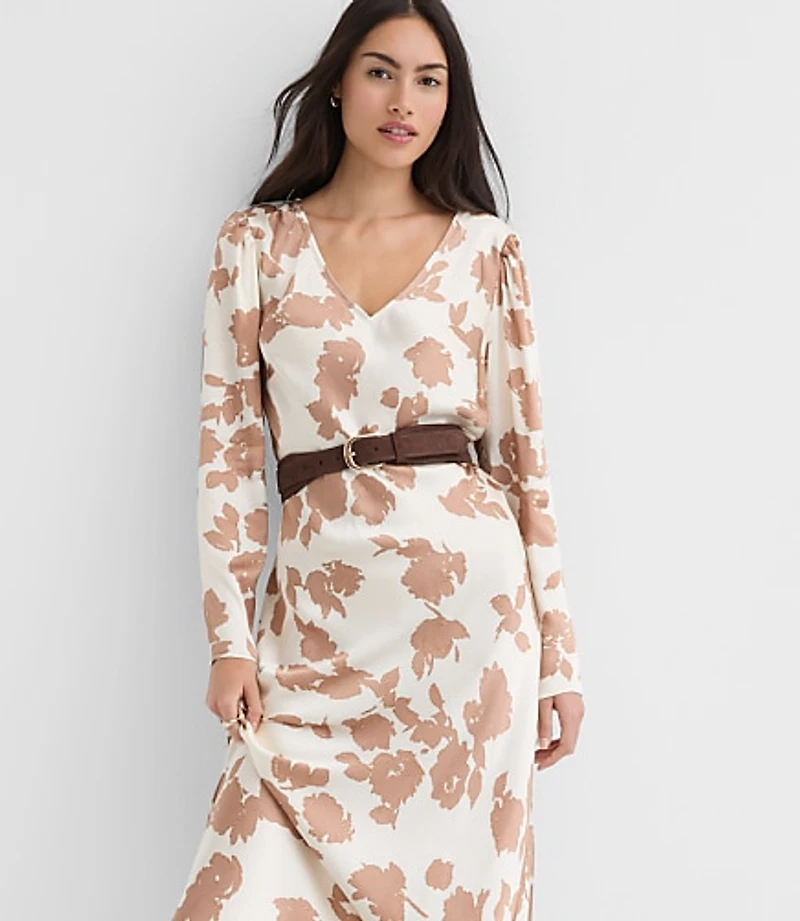 Petite Floral V-Neck Bias Maxi Dress