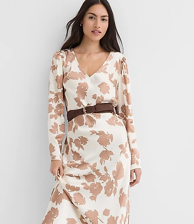 Petite Floral V-Neck Bias Maxi Dress