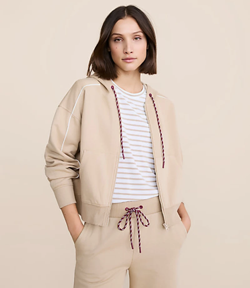 Lou & Grey Piped Elite Fleece Zip Hoodie