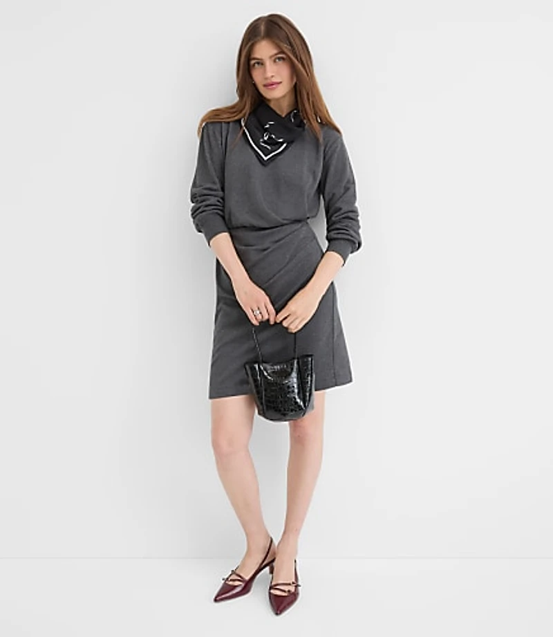 Petite Terry Side Pleated Mini Dress