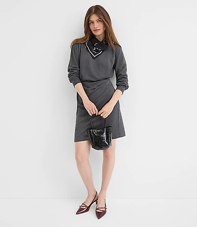 Petite Terry Side Pleated Mini Dress