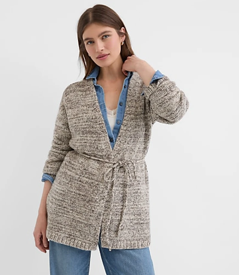 Petite Marled Belted Cardigan
