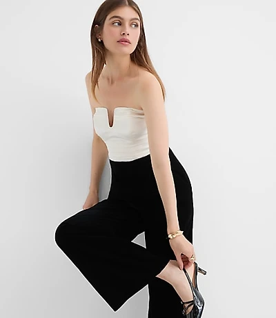 Tall Satin Velvet Strapless Jumpsuit