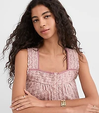 Paisley Pintucked Square Neck Blouse