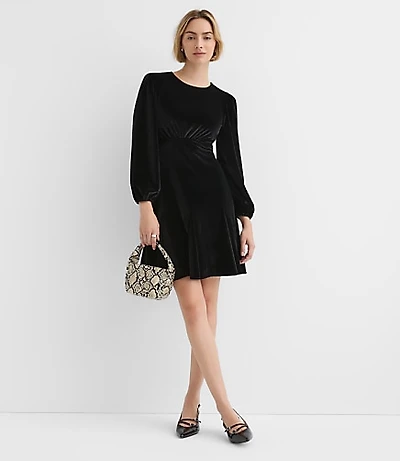Petite Velvet Godet Mini Dress