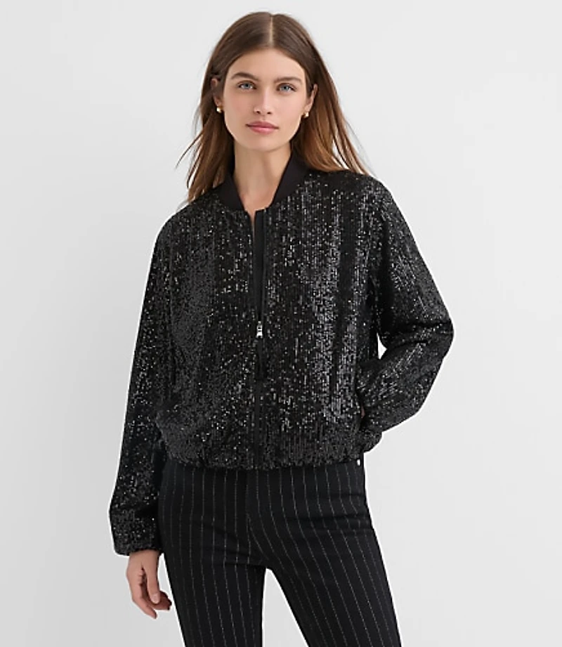 Petite Sequin Bomber Jacket