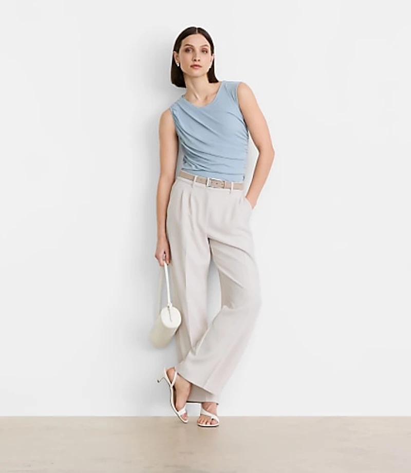 Petite LOFT Versa Mesh Ruched Tank Top
