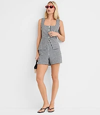 Darted Side Zip Shorts Gingham