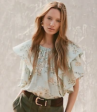 Floral Ruffle Sleeve Blouse