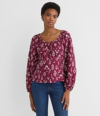 Floral Cinched Scoop Neck Top