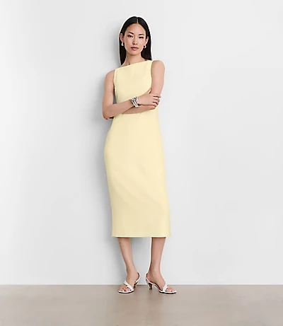 LOFT Versa Crepe Drape Square Neck Midi Dress
