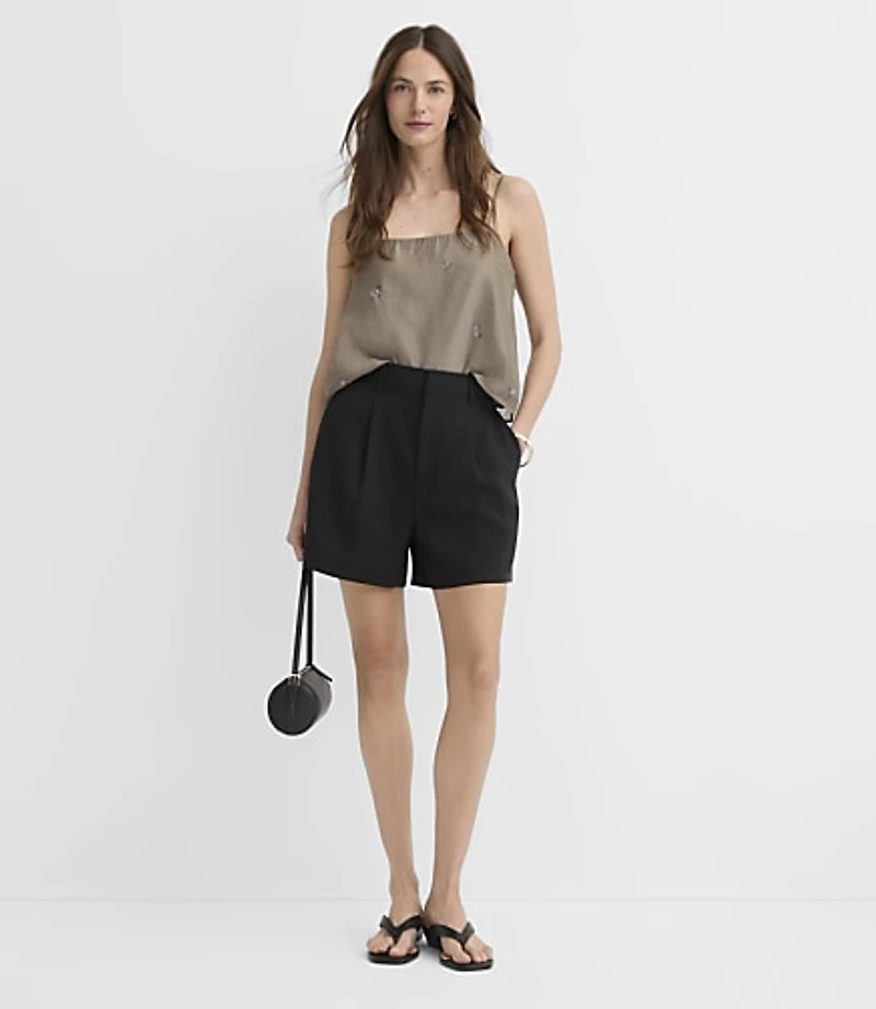 Pleated A-Line Shorts Twill