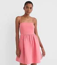 Petite LOFT Beach Triple Cloth Mixed Media Mini Pocket Dress