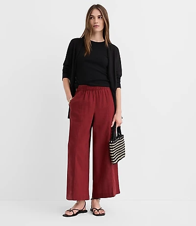 Breezy Wide Leg Crop Pants Linen Cotton