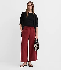 Breezy Wide Leg Crop Pants Linen Cotton