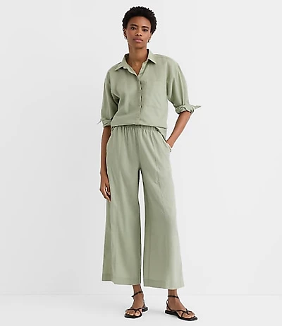 Breezy Wide Leg Crop Pants in Linen Cotton