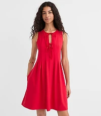 Pintucked Bow Mini Pocket Dress