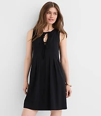 Pintucked Bow Mini Pocket Dress