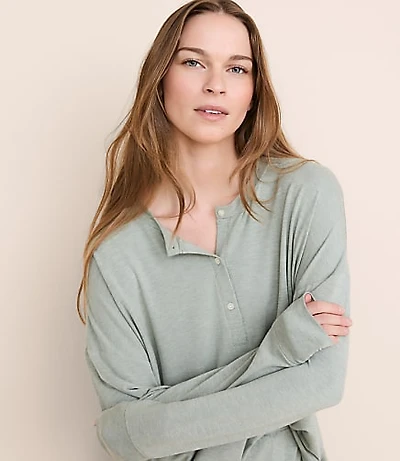 Lou & Grey Heathered Softened Modal Henley Pajama Top