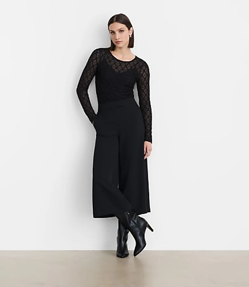 Petite LOFT Versa Geo Lace Long Sleeve Top