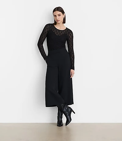 Petite LOFT Versa Geo Lace Long Sleeve Top