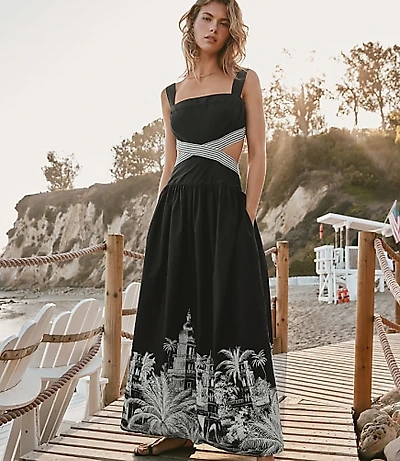 Petite LOFT Beach Casablanca Cutout Maxi Pocket Dress