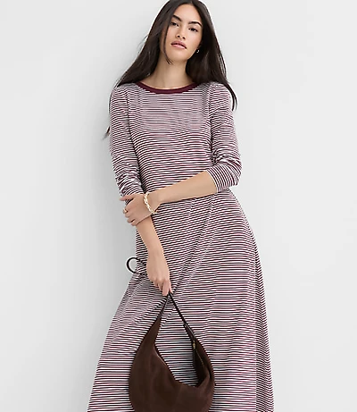 Petite Striped Scoop Back Midi Dress