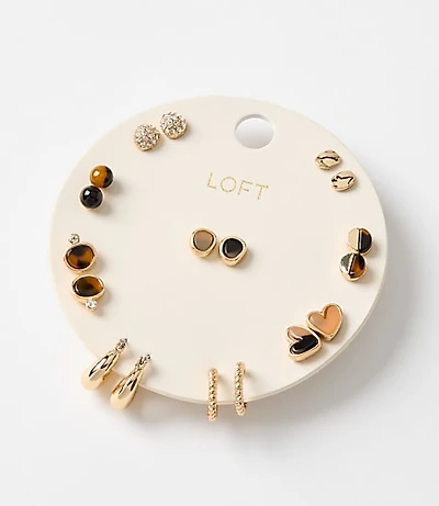 Tortoiseshell Print Stud Earring Set