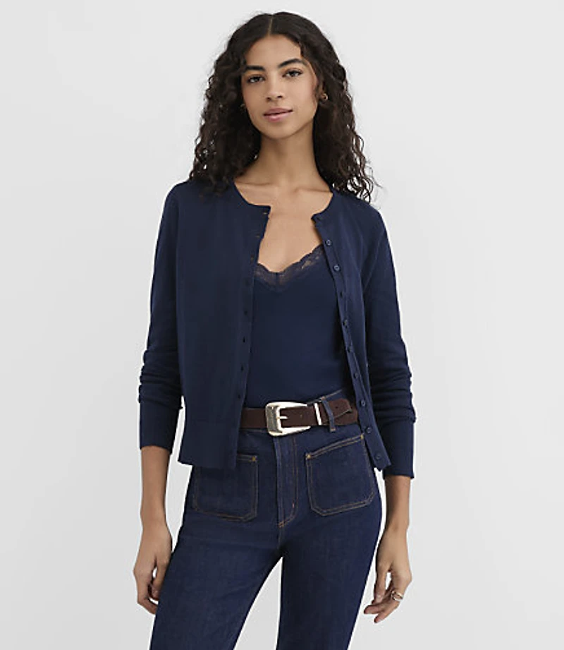 Petite Modern Crew Neck Cardigan