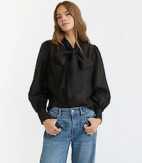 Petite Blouson Sleeve Bow Blouse