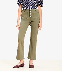Curvy Patch Pocket High Rise Kick Crop Jeans Evening Olive