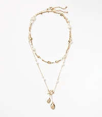 Pearlized Molded Layered Toggle Necklace Set