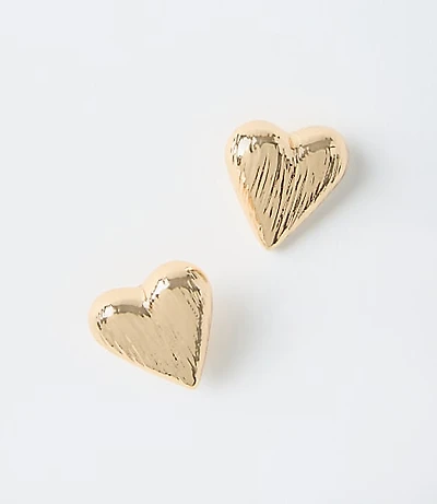 Brushed Heart Stud Earrings