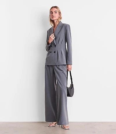 Petite LOFT Versa Seasonless Stretch Double Breasted Blazer Heather
