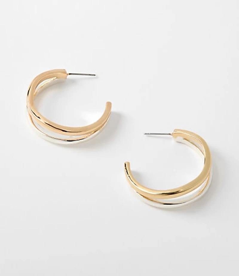 Mixed Metal Double Hoop Earrings