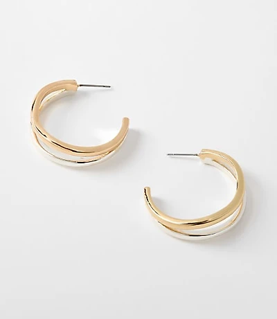 Mixed Metal Double Hoop Earrings