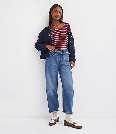 Stripe Ribbed Scoop Neck Long Sleeve Tee
